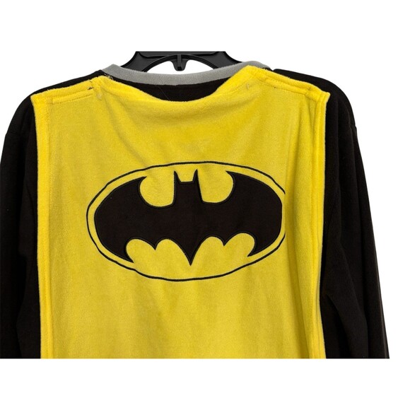 DC Comics BATMAN Fleece Zip Up Pajama Suit Costume w/ Cape Men M Black/Yellow - Picture 6 of 10